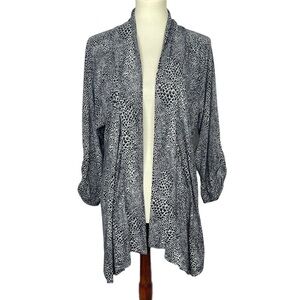 Chico’s Cardigan Sweater 3 Womens XL 16 Easywear Black White Scales Animal Print